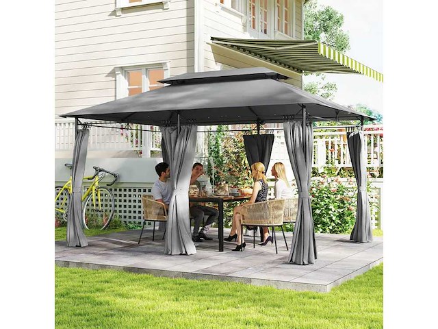 4x3 m tuinprieel met flysheet en zijmuren - afbeelding 1 van  6