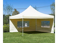 4x4m partytent - aluminium - zand - vouwtent.eu - afbeelding 1 van  7