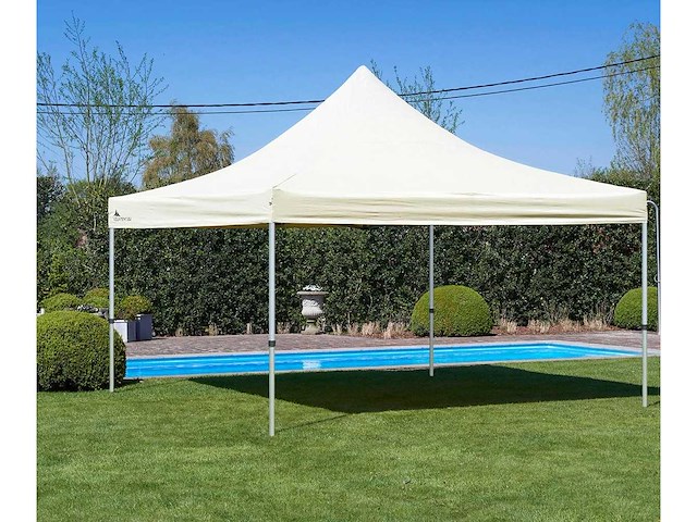4x4m partytent - aluminium - zand - vouwtent.eu - afbeelding 2 van  6