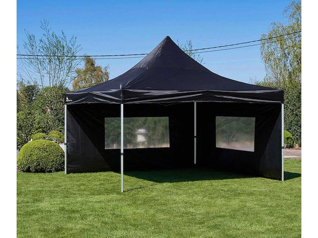 4x4m partytent - aluminium - zwart - vouwtent.eu - afbeelding 1 van  8