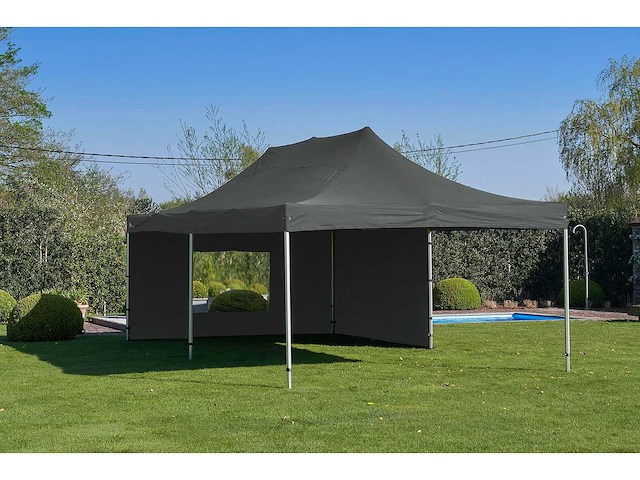4x8m partytent - aluminium - antraciet - vouwtent.eu - afbeelding 1 van  7