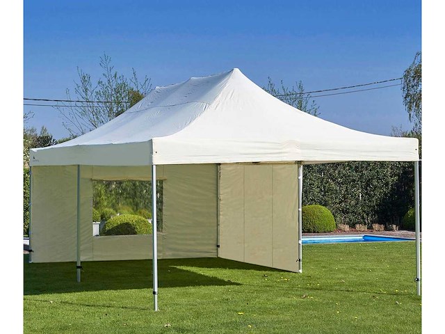4x8m partytent - aluminium - zand - vouwtent.eu - afbeelding 1 van  10