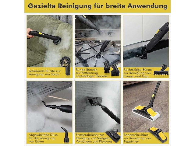 5 bar stoomreiniger met wielen en telescopisch handvat - afbeelding 3 van  3