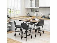 5-delige barset, tafel en 4 stoelen, boutonniere, zware bekleding, linnen stof, donkergrijs