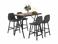 5-delige barset, tafel en 4 stoelen, boutonniere, zware bekleding, linnen stof, donkergrijs - afbeelding 2 van  6