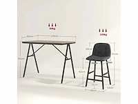 5-delige barset, tafel en 4 stoelen, boutonniere, zware bekleding, linnen stof, donkergrijs - afbeelding 3 van  6