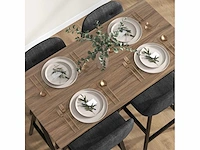 5-delige barset, tafel en 4 stoelen, boutonniere, zware bekleding, linnen stof, donkergrijs - afbeelding 4 van  6