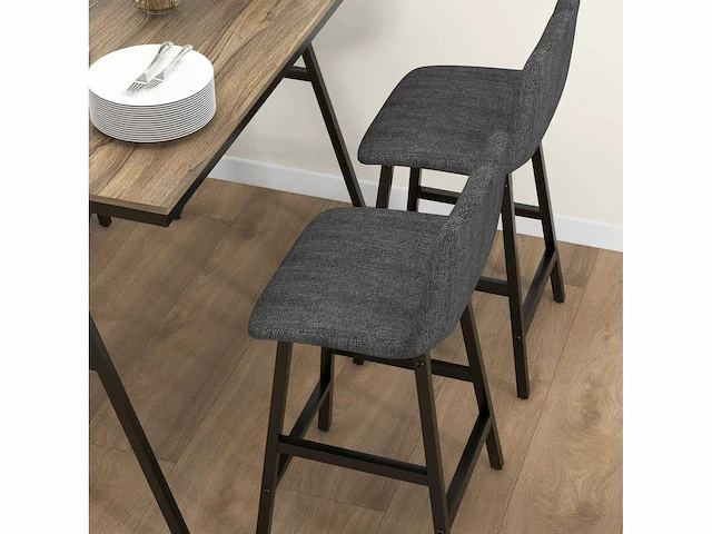 5-delige barset, tafel en 4 stoelen, boutonniere, zware bekleding, linnen stof, donkergrijs - afbeelding 5 van  6
