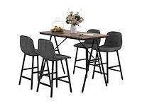 5-delige barset, tafel en 4 stoelen, boutonniere, zware bekleding, linnen stof, donkergrijs - afbeelding 6 van  6