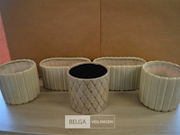 5 div emaille terracotto vazen - afbeelding 1 van  3