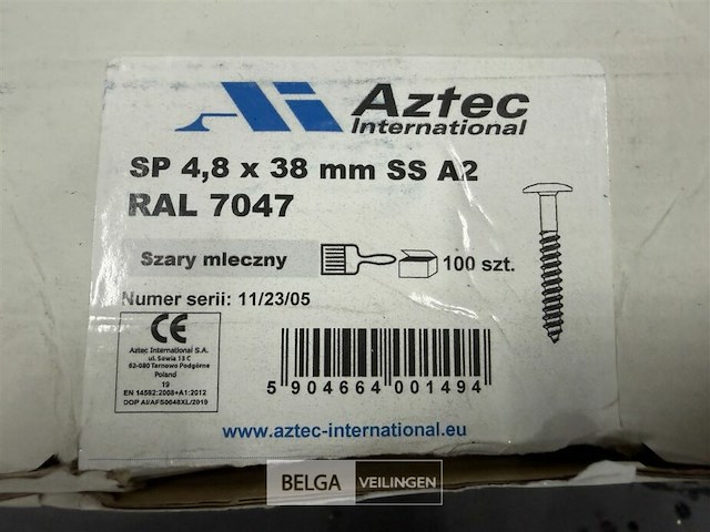 ± 5 dozen schroeven aztec rvs - afbeelding 2 van  2