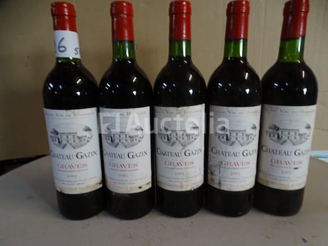 5 flessen bordeaux graves château gazin 1981 - afbeelding 3 van  4