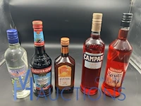5 flessen diverse geestrijke dranken