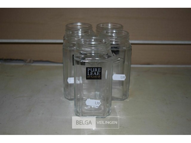 5 glazen potjes - afbeelding 1 van  1