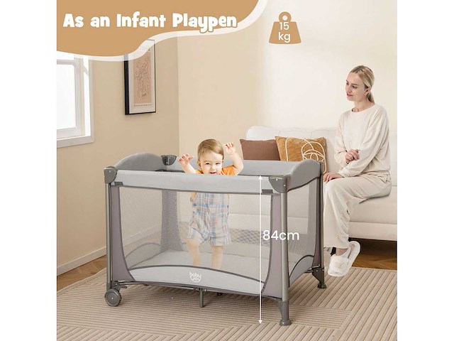 5-in-1 draagbaar kinderdagverblijf met wieg en wiegje - afbeelding 3 van  5