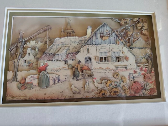 5 ingelijste 3d reliefschilderijen anton pieck - afbeelding 7 van  8
