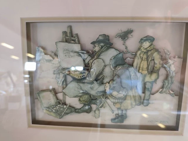 5 ingelijste 3d reliefschilderijen anton pieck - afbeelding 8 van  8