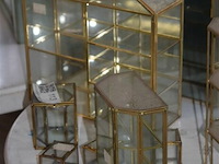 5 kleine glazen vitrine kastje met messing look - afbeelding 4 van  4