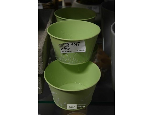 5 kleine ijzeren bloempotjes - afbeelding 1 van  2