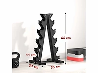 5-lags halterrek stalen dumbbell opslag voor bodybuilding belasting 100 kg 35x33x66 cm zwart - afbeelding 3 van  4