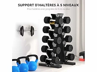 5-lags halterrek stalen dumbbell opslag voor bodybuilding belasting 100 kg 35x33x66 cm zwart - afbeelding 4 van  4