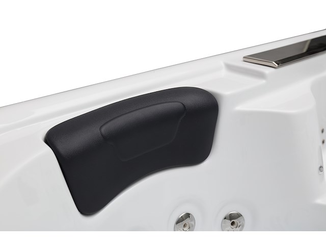 5 persoons outdoor spa 208x208 cm - incl. 2 ligbedden - wit bad / naturel houten kleur zijkant - afbeelding 13 van  16