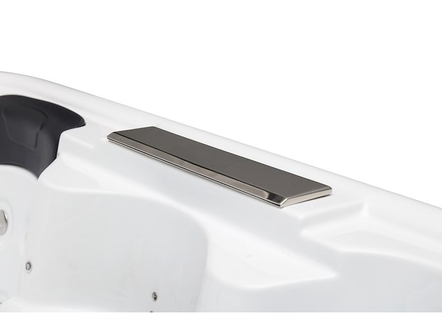 5 persoons outdoor spa 208x208 cm - incl. 2 ligbedden - wit bad / naturel houten kleur zijkant - afbeelding 10 van  16