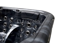 5 persoons outdoor spa 208x208 cm incl. 2 ligbedden - cloudy black bad / antraciete zijkant - afbeelding 2 van  23