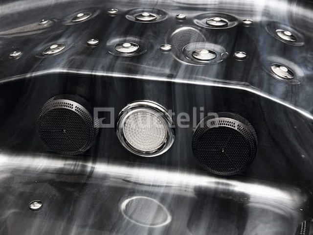5 persoons outdoor spa 208x208 cm incl. 2 ligbedden - cloudy black bad / antraciete zijkant - afbeelding 8 van  23
