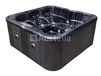 5 persoons outdoor spa 208x208 cm incl. 2 ligbedden - cloudy black bad / antraciete zijkant - afbeelding 11 van  23