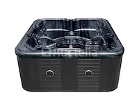 5 persoons outdoor spa 208x208 cm incl. 2 ligbedden - cloudy black bad / antraciete zijkant - afbeelding 1 van  23