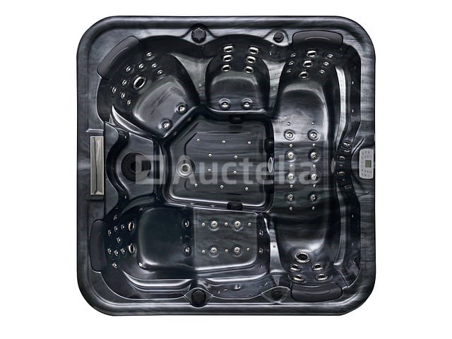 5 persoons outdoor spa 208x208 cm incl. 2 ligbedden - cloudy black bad / antraciete zijkant - afbeelding 5 van  23