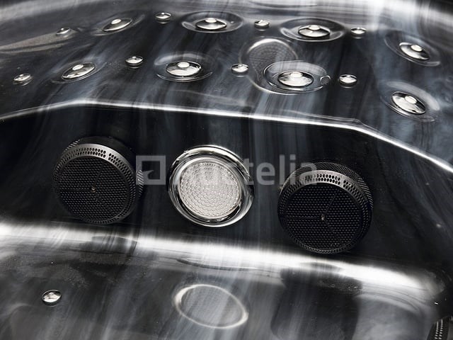 5 persoons outdoor spa 208x208 cm incl. 2 ligbedden - cloudy black bad / antraciete zijkant - afbeelding 1 van  23