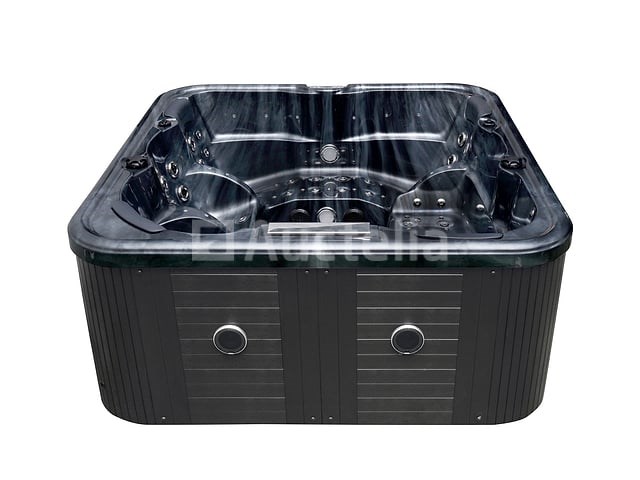 5 persoons outdoor spa 208x208 cm incl. 2 ligbedden - cloudy black bad / antraciete zijkant - afbeelding 17 van  23