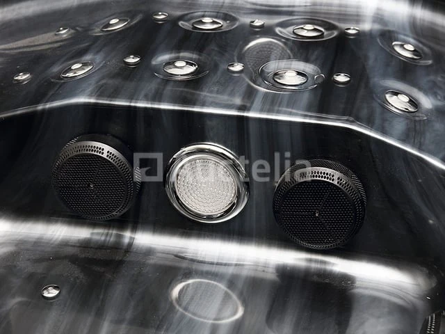 5 persoons outdoor spa 208x208 cm incl. 2 ligbedden - cloudy black bad / antraciete zijkant - afbeelding 15 van  23