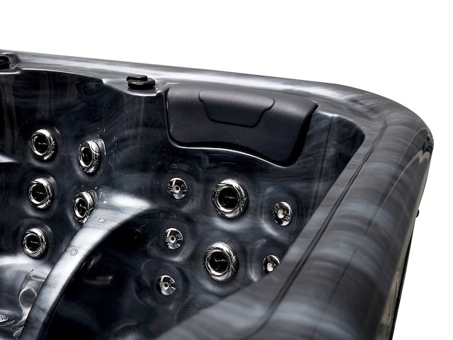 5 persoons outdoor spa 208x208 cm incl. 2 ligbedden - cloudy black bad / antraciete zijkant - afbeelding 2 van  23
