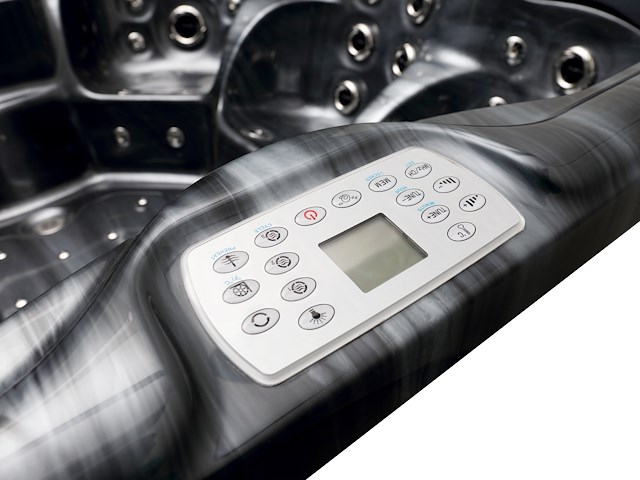 5 persoons outdoor spa 208x208 cm incl. 2 ligbedden - cloudy black bad / antraciete zijkant - afbeelding 3 van  23