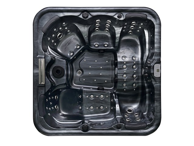 5 persoons outdoor spa 208x208 cm incl. 2 ligbedden - cloudy black bad / antraciete zijkant - afbeelding 1 van  23