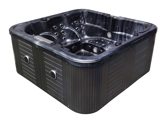 5 persoons outdoor spa 208x208 cm incl. 2 ligbedden - cloudy black bad / antraciete zijkant - afbeelding 16 van  23