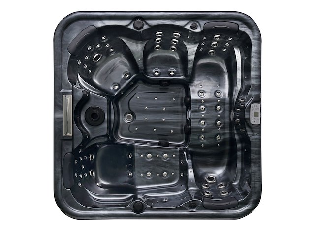 5 persoons outdoor spa 208x208 cm incl. 2 ligbedden - cloudy black bad / antraciete zijkant - afbeelding 4 van  23