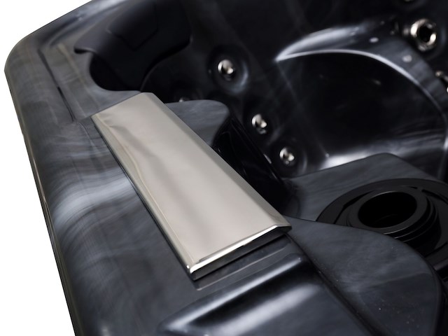 5 persoons outdoor spa 208x208 cm incl. 2 ligbedden - cloudy black bad / antraciete zijkant - afbeelding 5 van  23