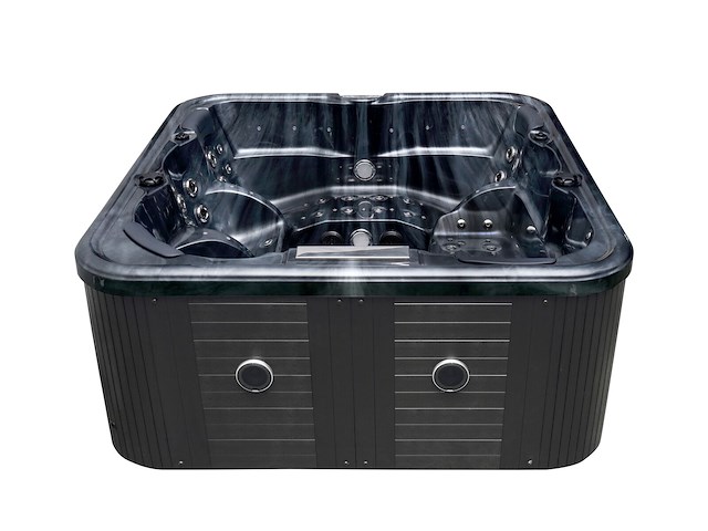 5 persoons outdoor spa 208x208 cm incl. 2 ligbedden - cloudy black bad / antraciete zijkant - afbeelding 18 van  23