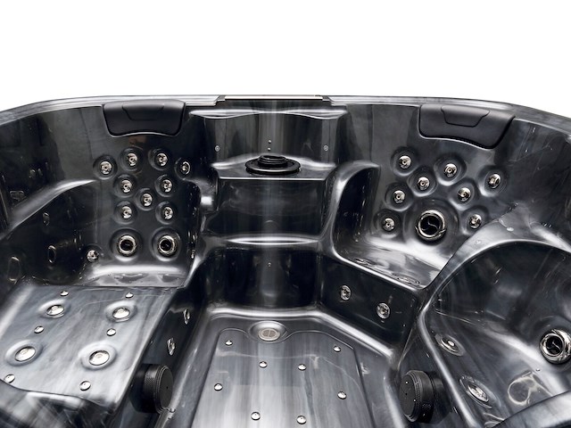 5 persoons outdoor spa 208x208 cm incl. 2 ligbedden - cloudy black bad / antraciete zijkant - afbeelding 22 van  23