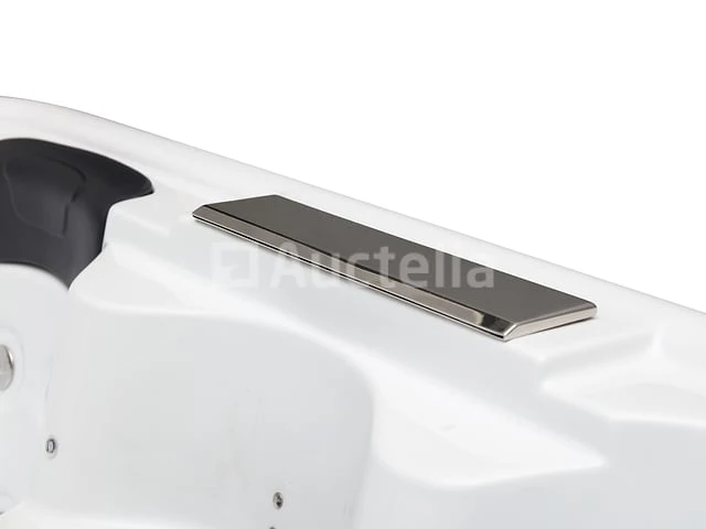 5 persoons outdoor spa 208x208 cm incl. 2 ligbedden - wit bad / mahonie kleur zijkant - afbeelding 13 van  21