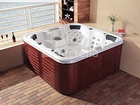5 persoons outdoor spa 208x208 cm incl. 2 ligbedden - wit bad / mahonie kleur zijkant - afbeelding 15 van  21