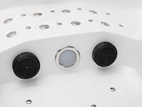 5 persoons outdoor spa 208x208 cm incl. 2 ligbedden - wit bad / mahonie kleur zijkant - afbeelding 2 van  21