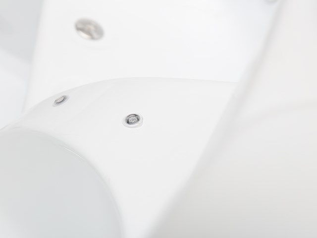 5 persoons outdoor spa 208x208 cm incl. 2 ligbedden - wit bad / mahonie kleur zijkant - afbeelding 6 van  21