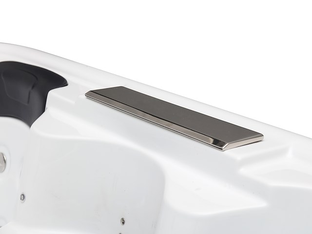 5 persoons outdoor spa 208x208 cm incl. 2 ligbedden - wit bad / mahonie kleur zijkant - afbeelding 7 van  21