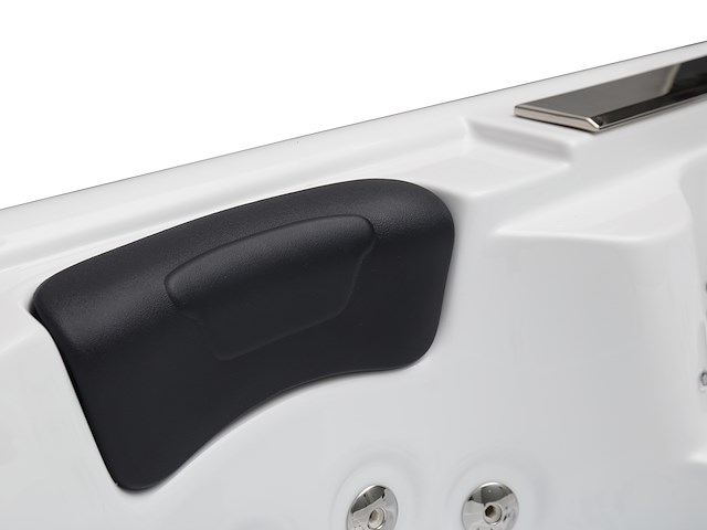 5 persoons outdoor spa 208x208 cm incl. 2 ligbedden - wit bad / mahonie kleur zijkant - afbeelding 10 van  21