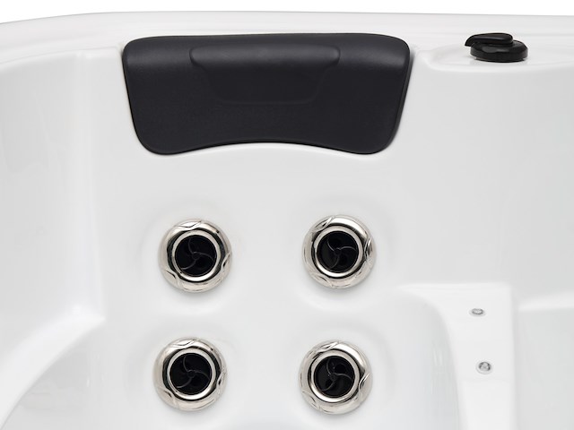 5 persoons outdoor spa 208x208 cm incl. 2 ligbedden - wit bad / mahonie kleur zijkant - afbeelding 11 van  21